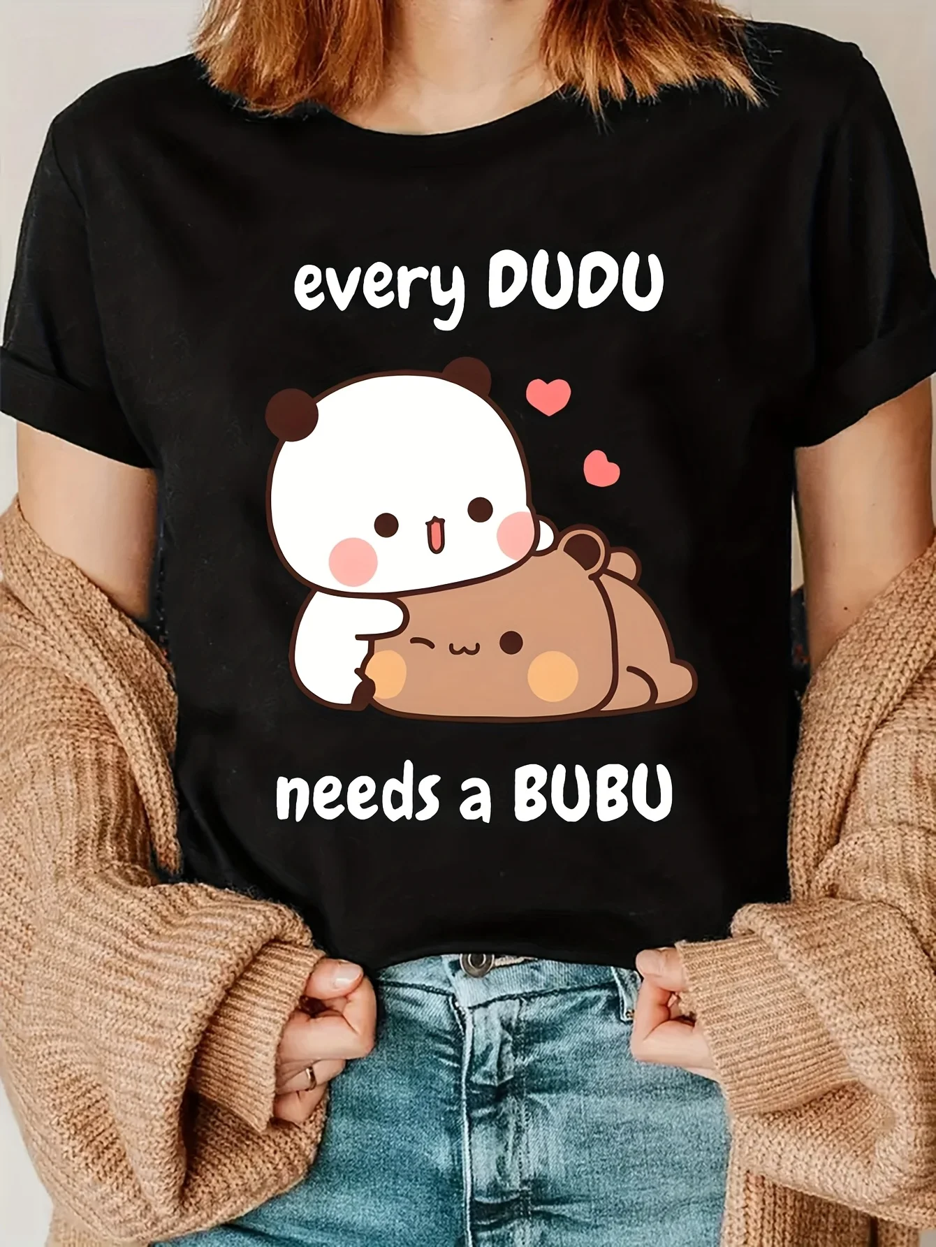 

25SS Women's Cute Panda Bear Graphic Print T-Shirt Leisure Fashion Short Sleeve Cotton T-shirt Summer Brand Streetwear Top