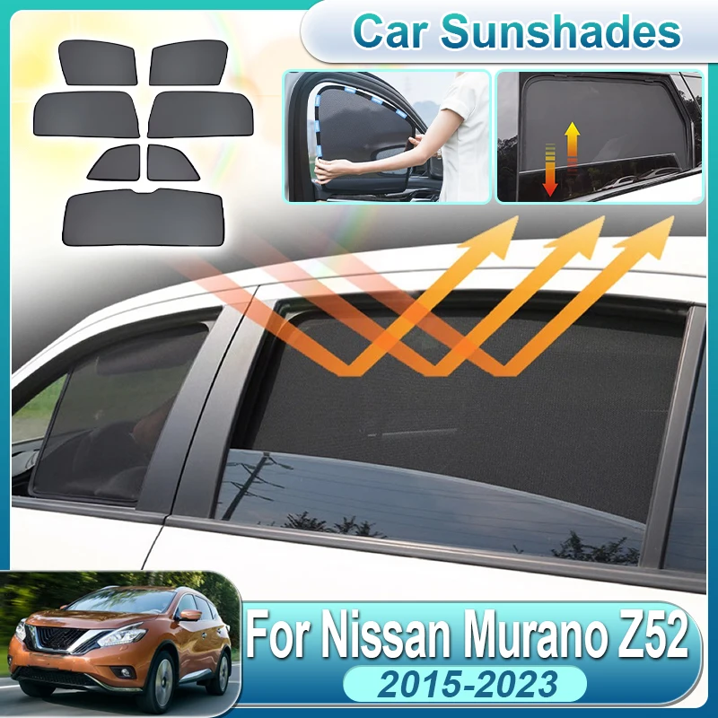 

For Nissan Murano 2015-2023 Z52 MK3 Anti-UV Foldable Car Window Sunshade Side Rear Window Mesh Sun Visor Covers Auto Accessories