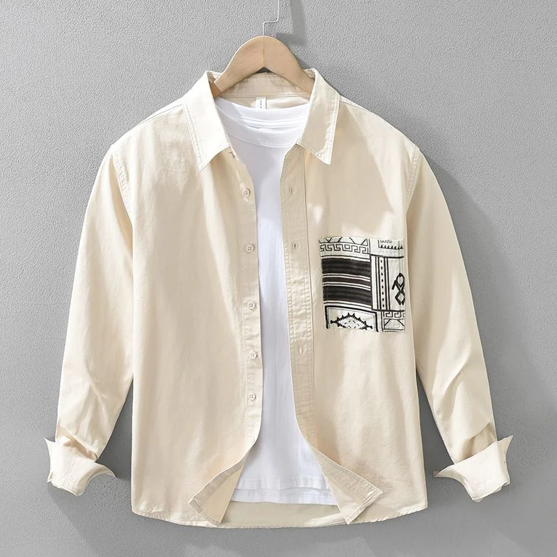 

New Printed Casual Long Sleeve Men Shirt Stylish Spring Fashion Trendy Loose Fit Comfortable
