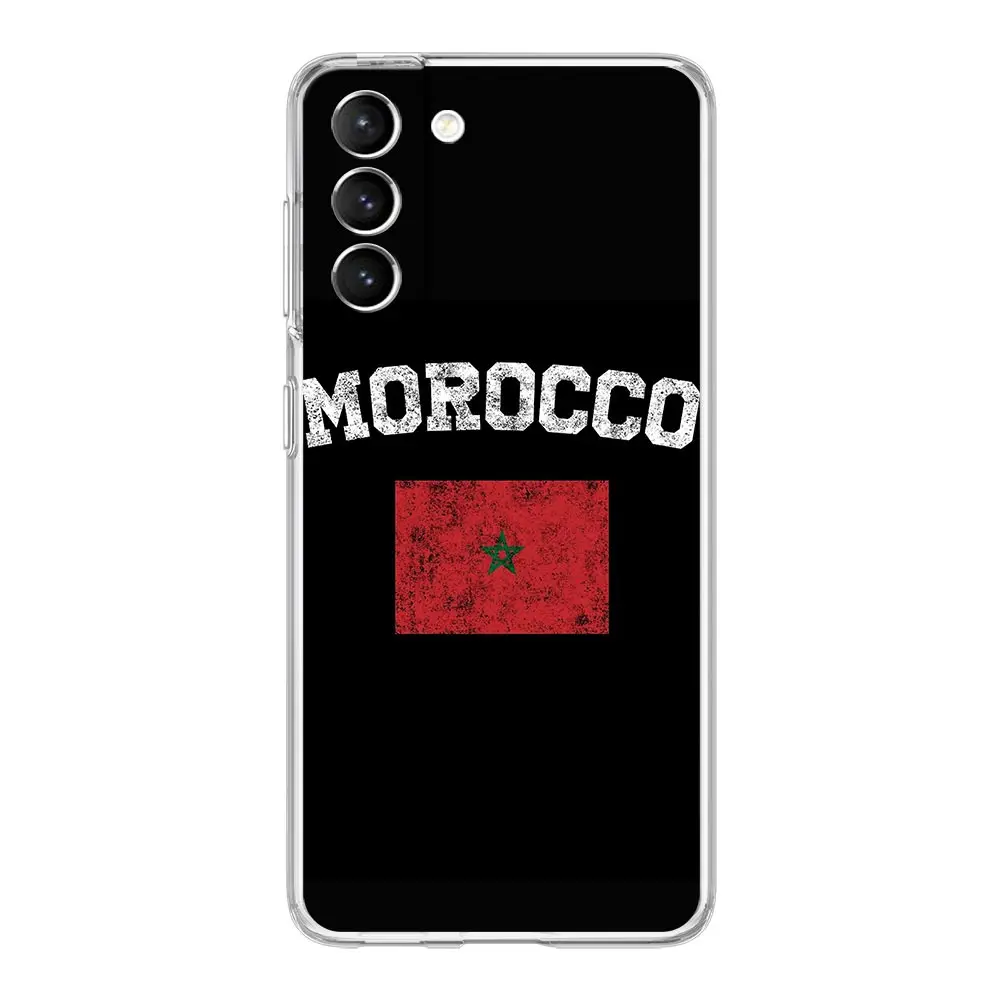 Morocco Flag Passport Phone Case For Samsung Galaxy S21 Plus S20 FE S22 Ultra 5G S10E S10 S9 S8 Note 20 10 Lite Clear Cover Soft