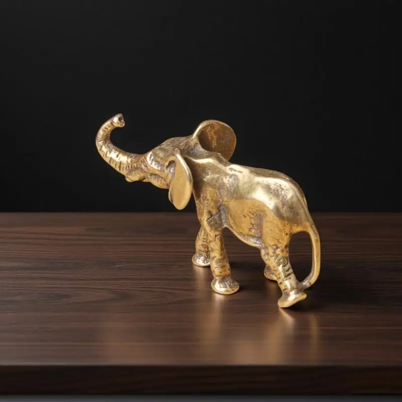 Zinc Alloy Elephant Figurine Handcrafted Vintage Texture Lucky Trunk Up Decor for Patio Shelf Indoor Outdoor Small Ornament Gift