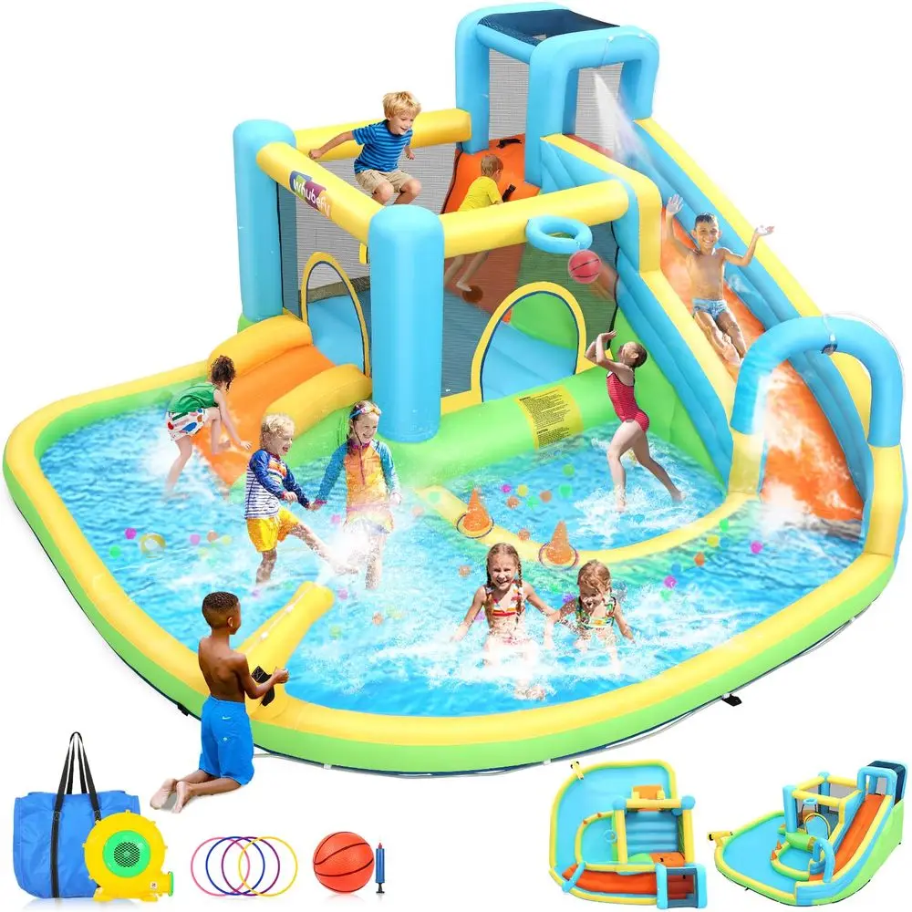

Inflatable Bounce House Water Slide for Kids 312 Backyard, Outdoor Indoor Bouncy House Water Park with Dual Slides, Climbing Wa