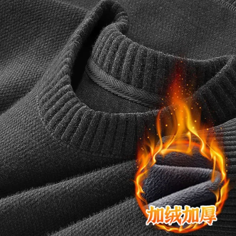 الرجال سترة جديدة ملابس للرجال الشتاء الملابس الدافئة الخريف عادية قميص طويل الأكمام ملابس الشباب تدور قبالة البلوز تريكو #3