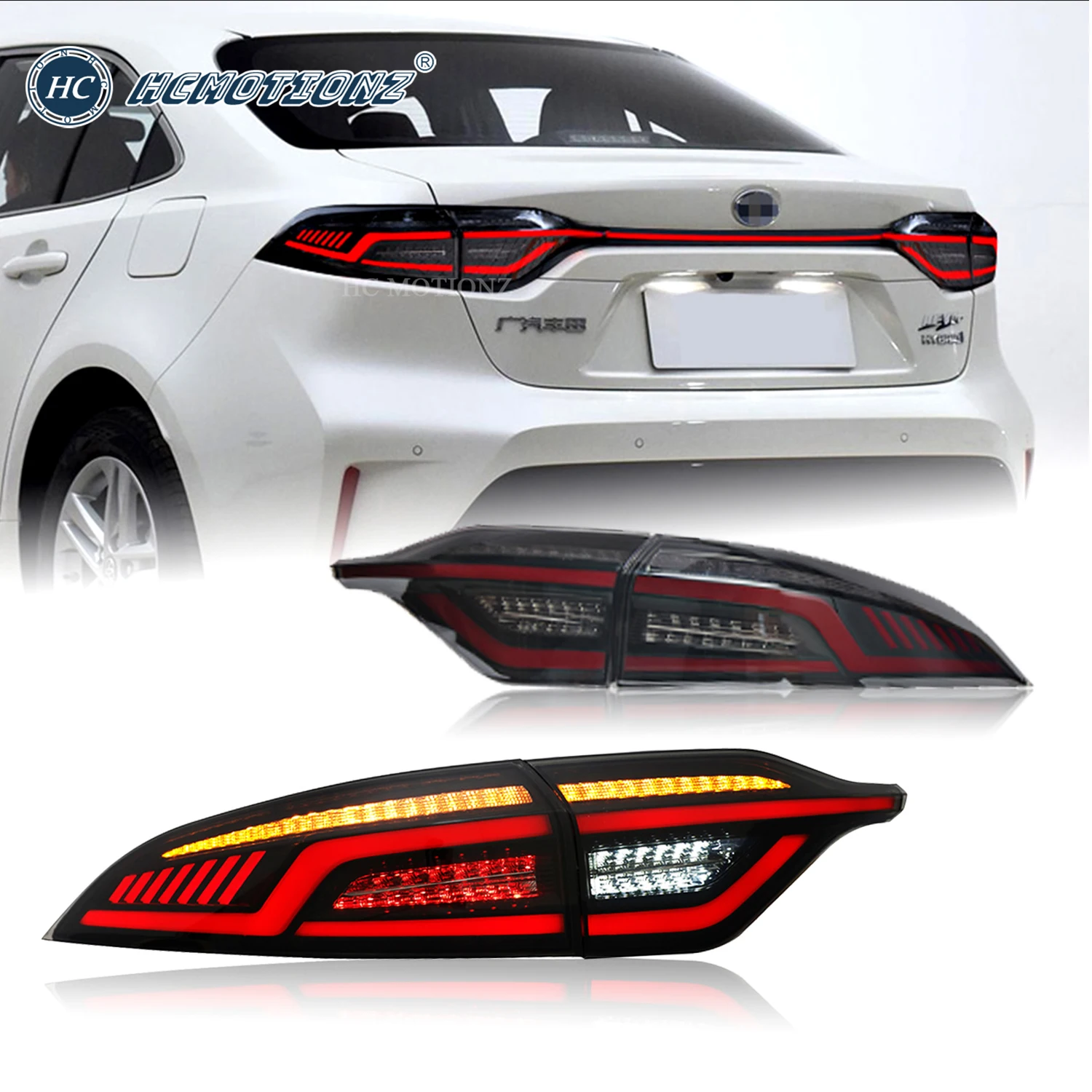 

HCMOTIONZ Full LED Tail Lights Assembly for Toyota US Corolla 2020-2021 DRL Start UP Animation Rear Lamps Car Styling Back Lamps