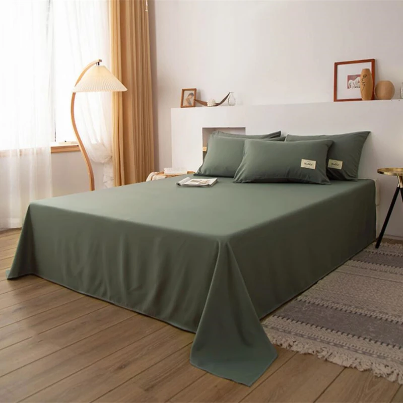 Sábana plana de algodón lavado, funda de cama sólida, individual, doble, Queen, King Size, colcha suave (se puede pedir funda de almohada)