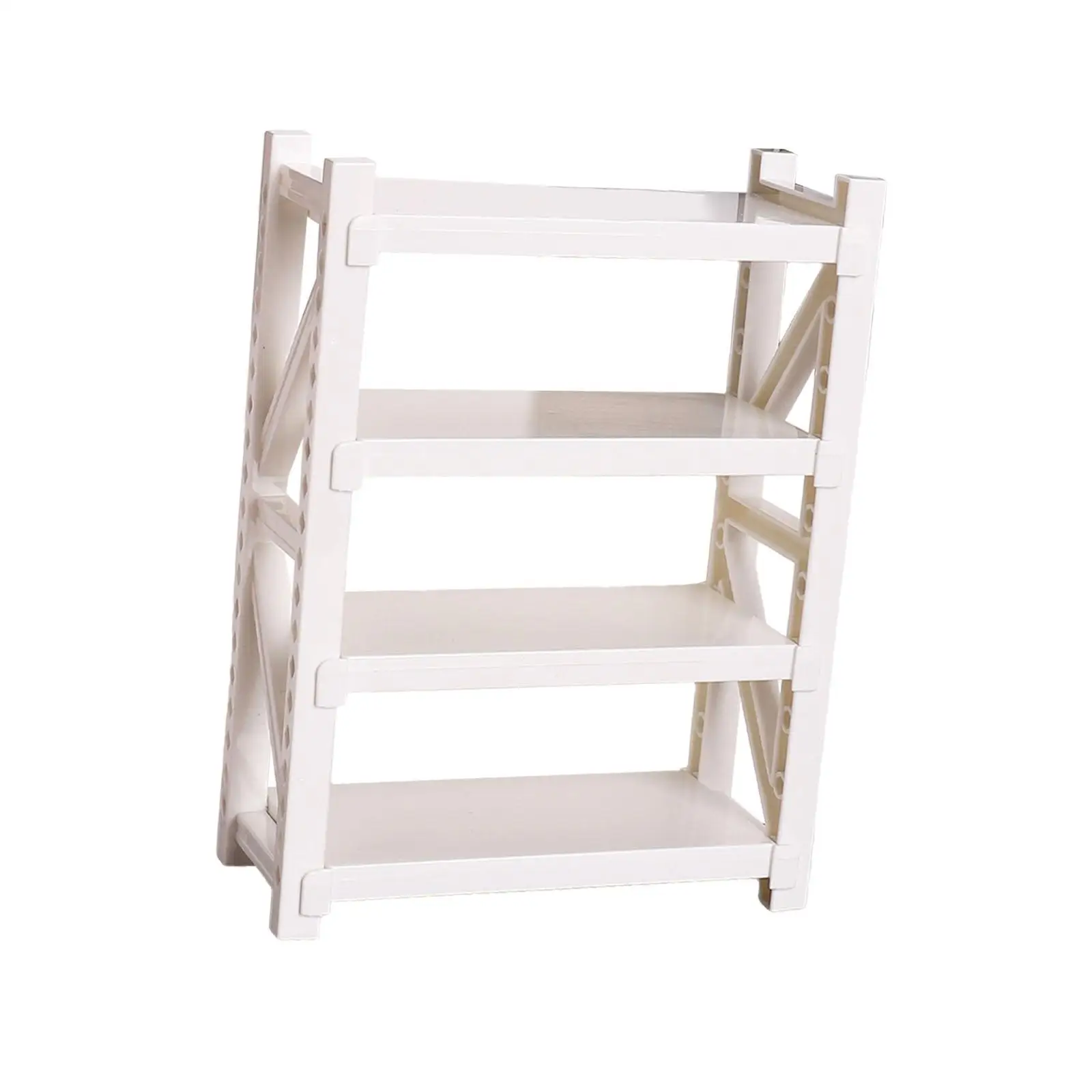 رف تخزين مصغر لبيت الدمى، خزانة كتب واقعية، رف تخزين متعدد الوظائف مكون من 4 طبقات لدراما المناظر الطبيعية الصغيرة #2