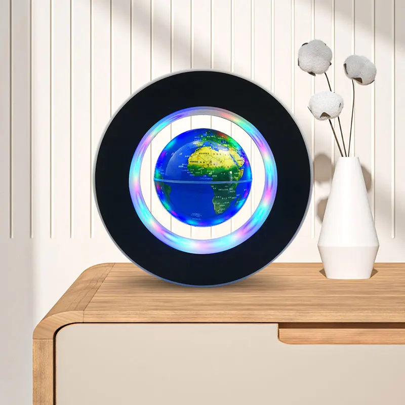 Lampe à lévitation magnétique, globe circulaire en forme de O, support d'affichage LED, lumière colorée, haute définition, 3 pouces