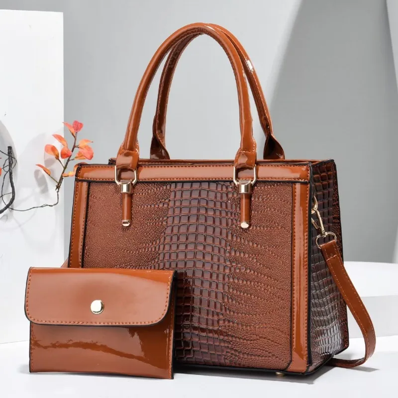 High Quality Crocodile Pattern Leather Single Shoulder Bag Business Casual Tote Handbag New Retro Female Crossbody Composite Bag