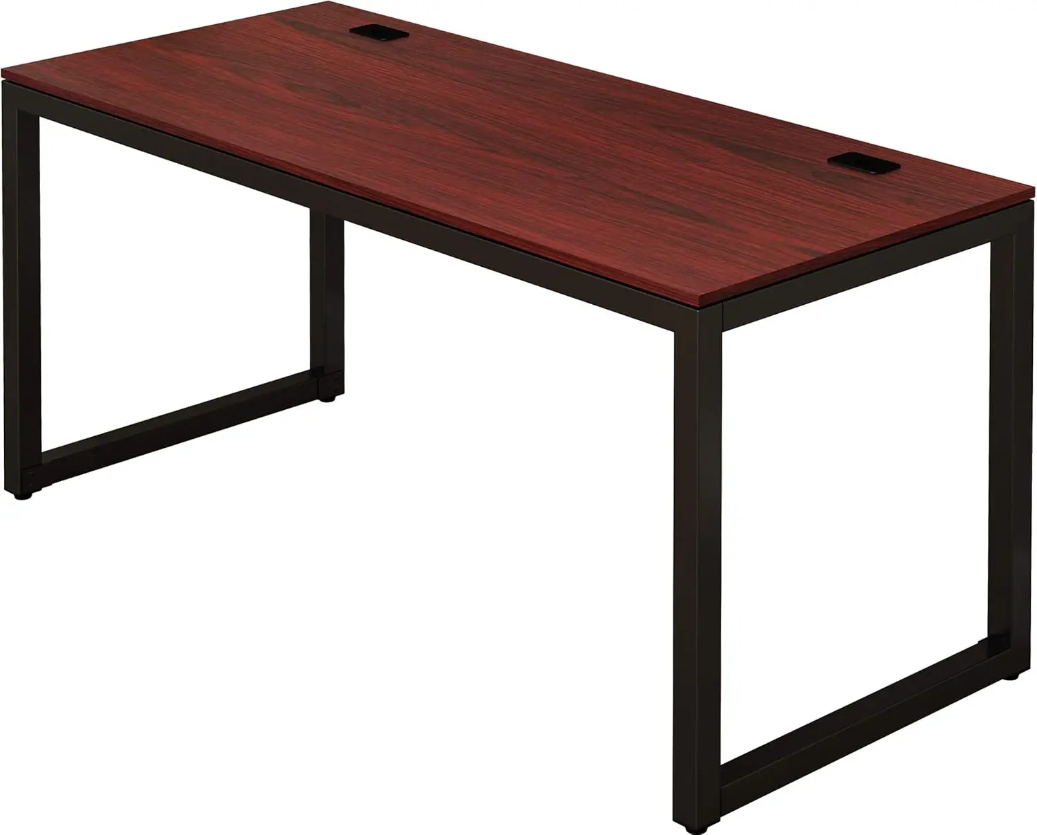 

55 inch large computer desk in home office, 24 inches deep, black/cherry color