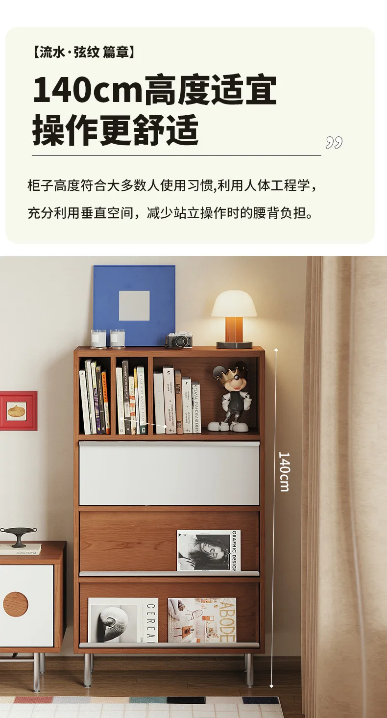 Mittelalterlicher TV-Seitenschrank, Wohnzimmer-Aufbewahrungsschrank, vom Boden bis zur Decke reichendes Bücherregal