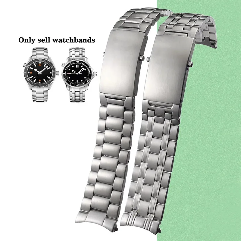20mm 22mm 316l pulseira de relógio de aço inoxidável substituição para omega seamaster 300 oceano 007 pulseira sólida acessórios