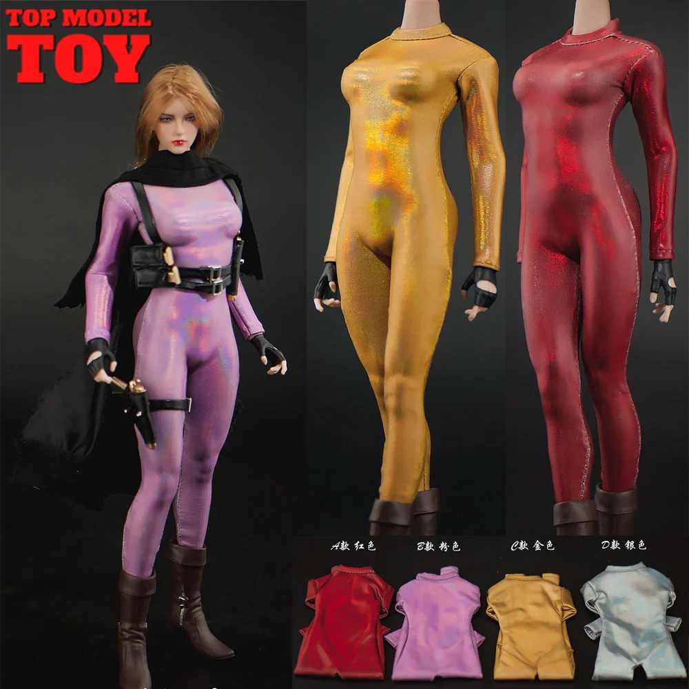 LIFS23CL07 1/6 Jumpsuit Laser Leather Tight Fitting Clothes Model Fit 12'' TBL PH S10D Female Soldier Action Figure Body Dolls