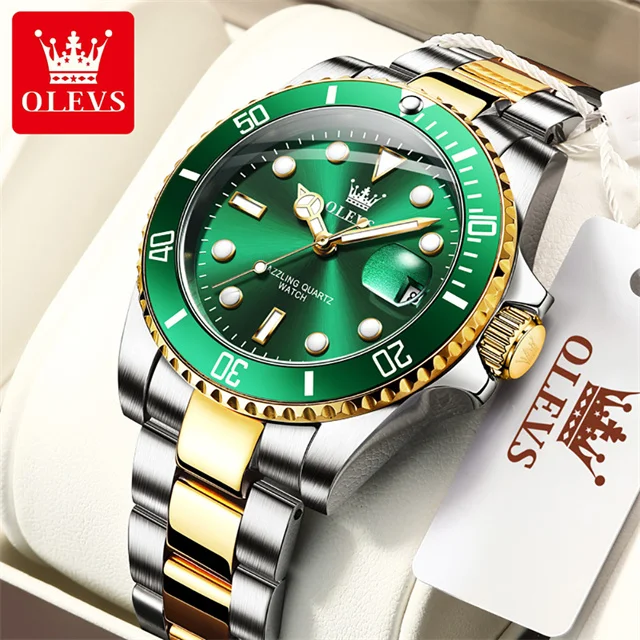 OLEVS Herrenuhr, luxuriöse Top-Marke, einseitig drehbarer Außenring-Design, Quarzuhr für Herren, automatisches Datum, wasserdichte Armbanduhren