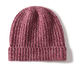 Winter New Hat for Women Knitted Korea Beanie Thick Hats Autumn Outdoor Warm Streetwear Cap Woman 100% Cashmere Soft Casual Hat