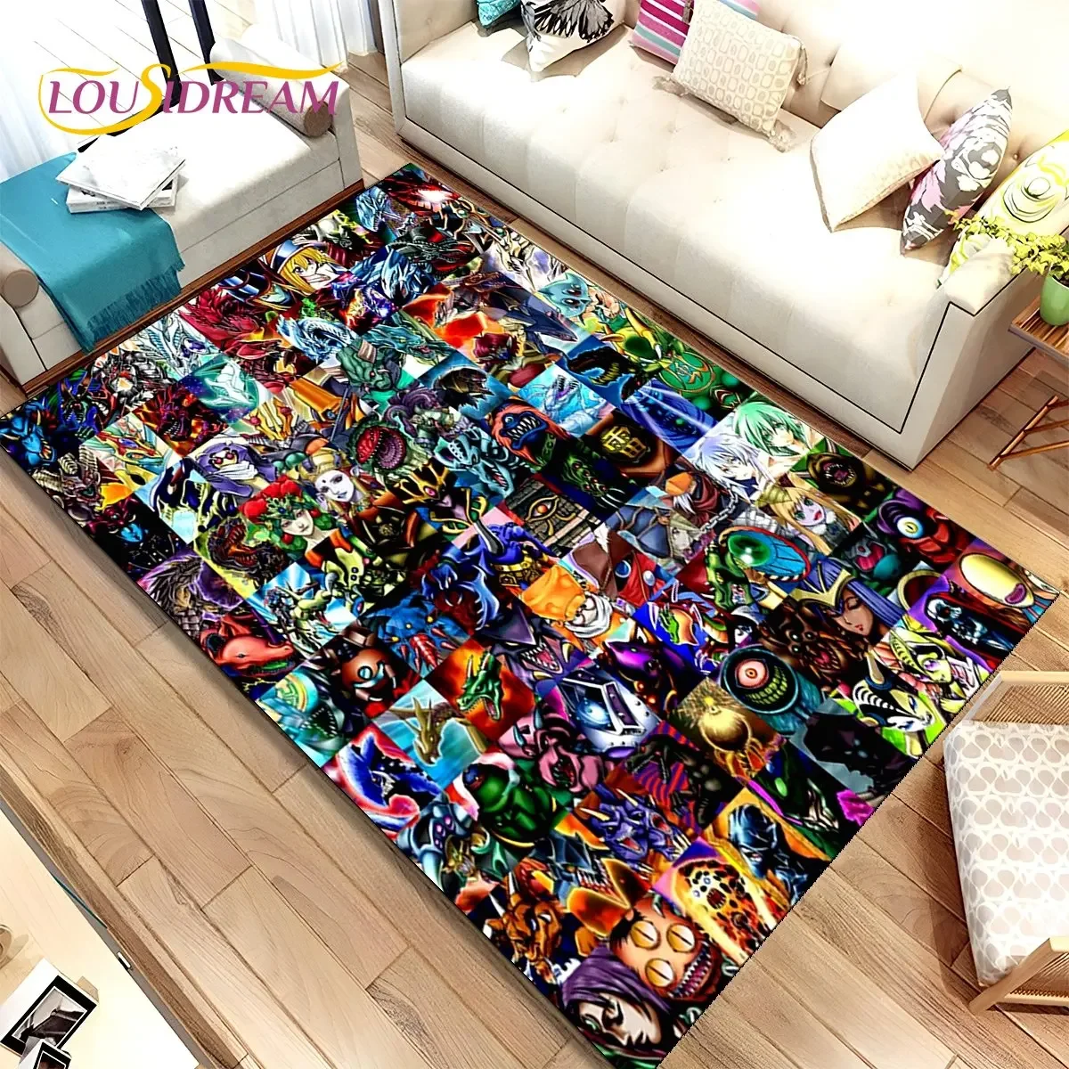 Yu-Gi-Oh MONSTER CARD Anime Area Rug Large,Carpet Rug for Living Room Bedroom Sofa Doormat Decoration,Kids Non-slip Floor Mat 3D view 4