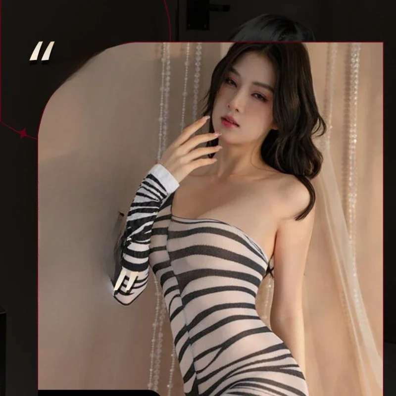 Новинка, сексуальное нижнее белье в виде зебры, фетиш, нижнее белье без бретелек, женское нижнее белье, Женский костюм с открытым телом, латексное боди