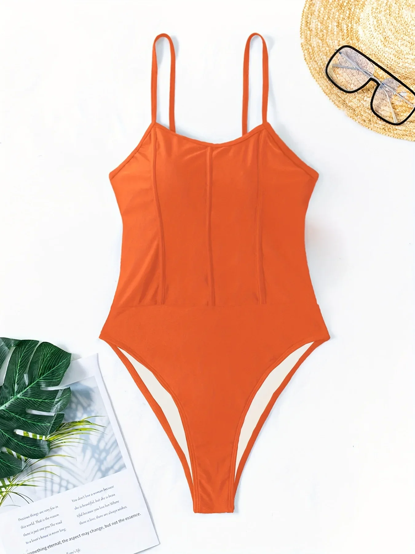 

Vintage Orange Swimwear Women 2025 Hollow Out Backless Slim Tummy Control One Piece Swimsuit Beach Bathing Suit Holiday Monokini