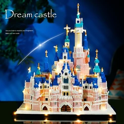 6300PCS Light Large Castle Micro Building Blocks Pink Series Castle Church Diamond Blocks Construction Toys for Girls Adult Gift