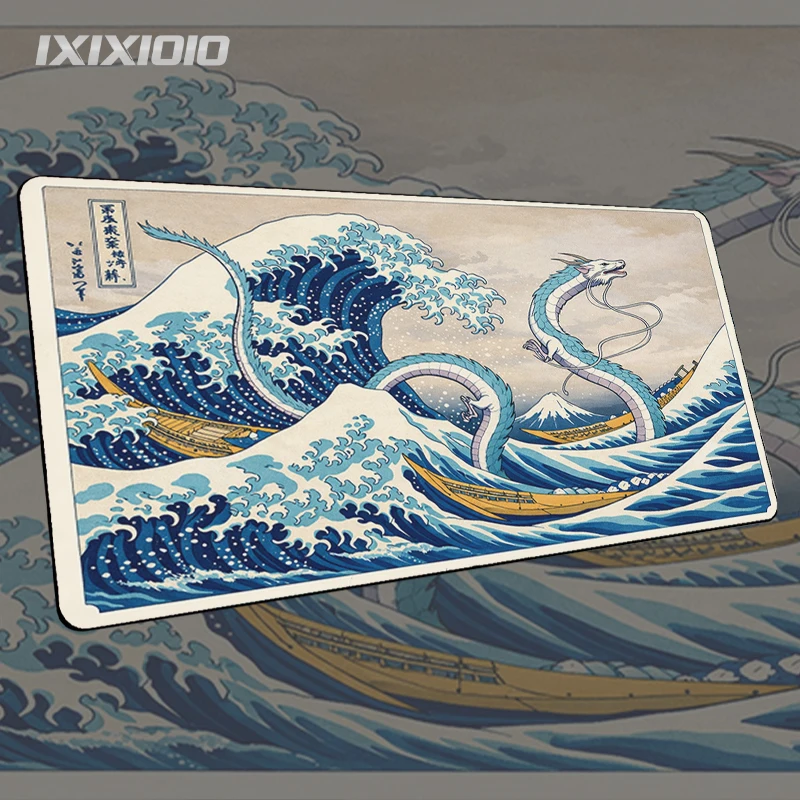 Japanese-style Waves Mouse Pad Gamer printon demand Custom Computer Mousepad XXL Natural Rubber Non-Slip Mouse Mats Mice Pad
