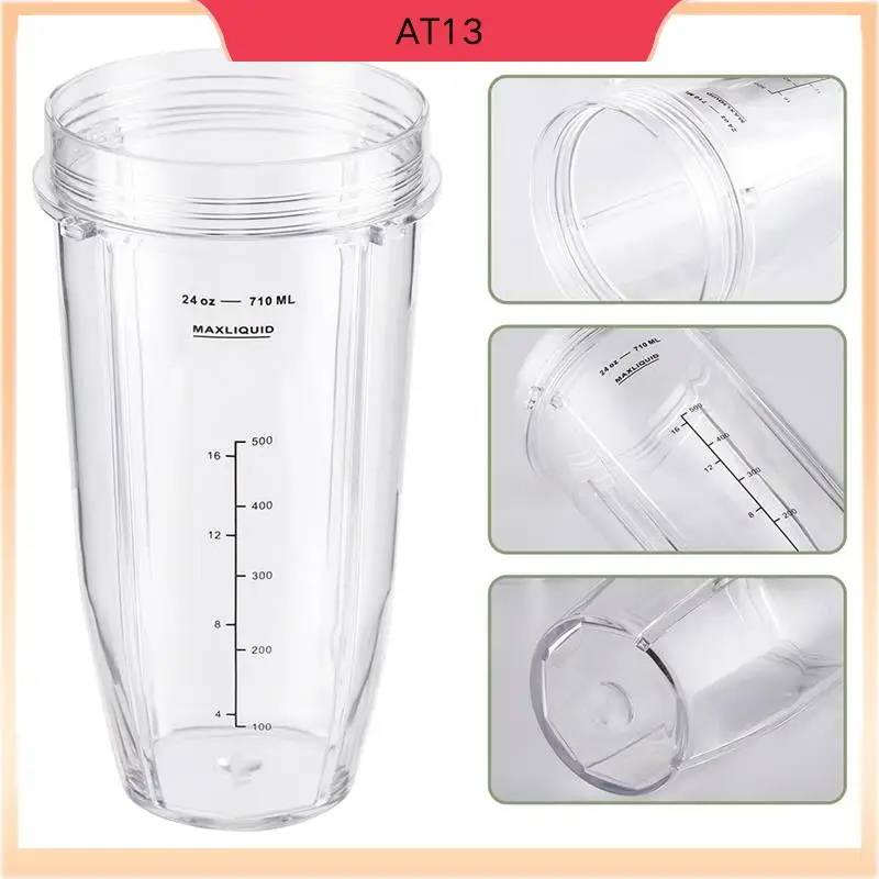 

AT13 4 Pcs Blender Cups Replacement Parts 24Oz With Lids Blender Cups For Nutri Ninja BL480 BL640 CT680