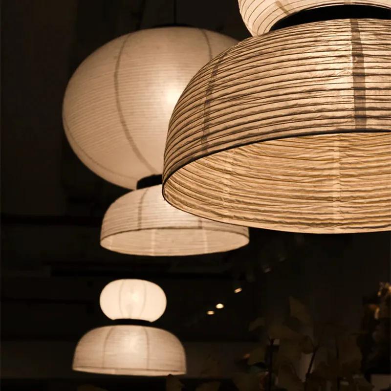 Luces colgantes japonesas, lámpara de papel de arroz de diseño vintage para sala de estar, decoración wabi sabi, iluminación de comedor zen