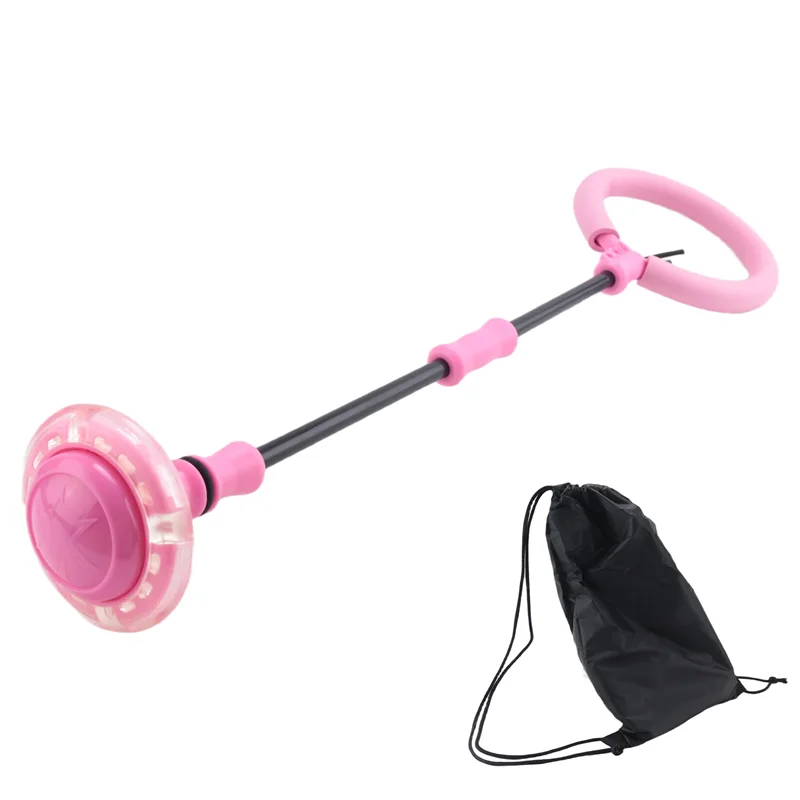 A48F-Pink Ankle Skip Ball With Flashing Lights, Skip It Toy For Kids Indoor & Outdoor, Flashing Swing Ball Sports