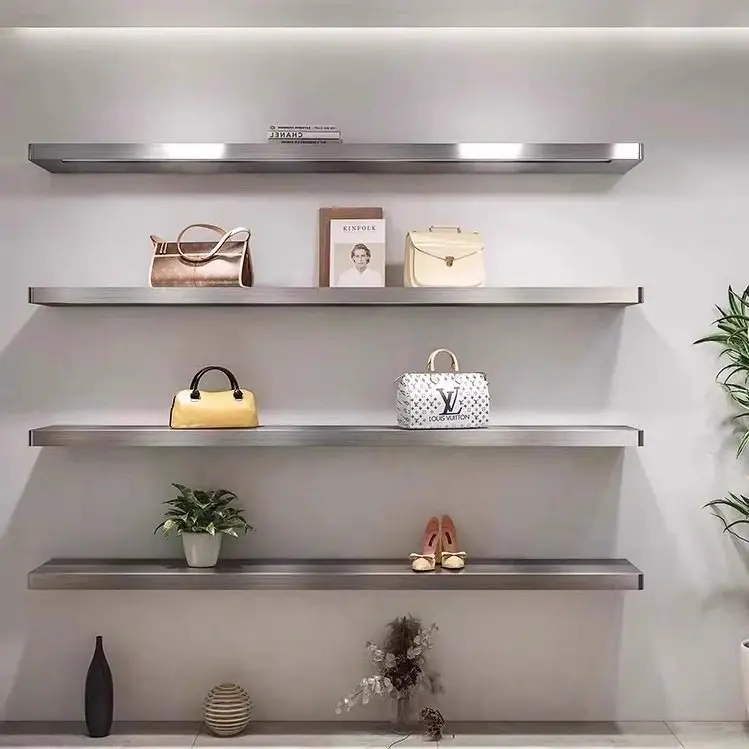 Clothing store shoe store bag display rack stainless steel upper wall multi-layer shoe cabinet display rack live stream display