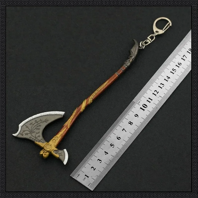 God of War Leviathan Axe Kratos Keychain Game Full-level Weapon Model Katana Metal Sword Samurai Toys for Boy Children Gifts