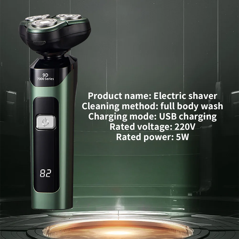 Electric Shavers for Men Portable Power Display 3D Floating Blade Full Body Washable Gifts USB Rechargeable Shaver