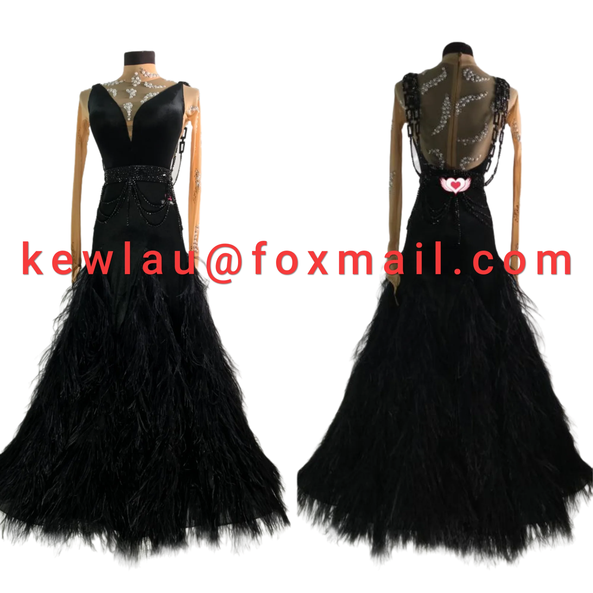 

WHYNOT DANCE Feather Customized Ballroom Waltz Standard Dance Wear Dress Competition Costume Fast Free Shipping
