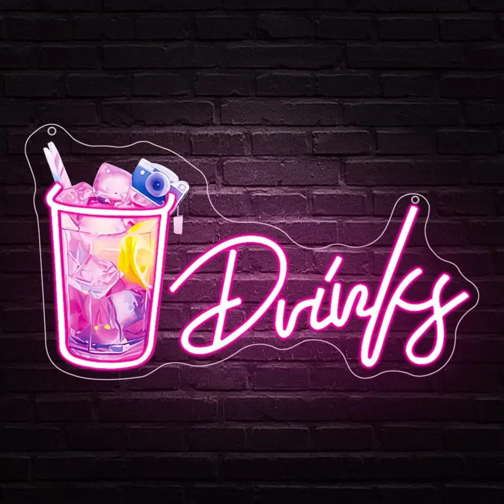 

Drinks Neon Sign Business Art Wall Light USB Cocktail LED Neon Light for Bar Club Bedroom Decoration neon personalizado Gift