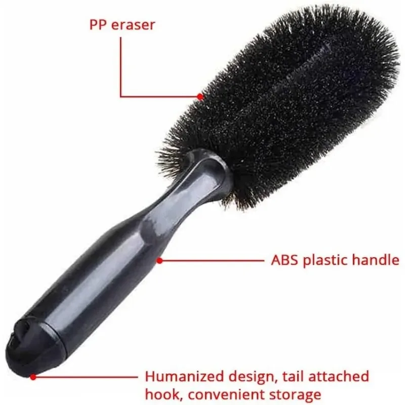 Car Tire Rim Brush Wheel Hub Cleaning Brushes Car Rim Scrubber Cleaner T-bend Handle Strong Brush Auto Washing Detailing Tools