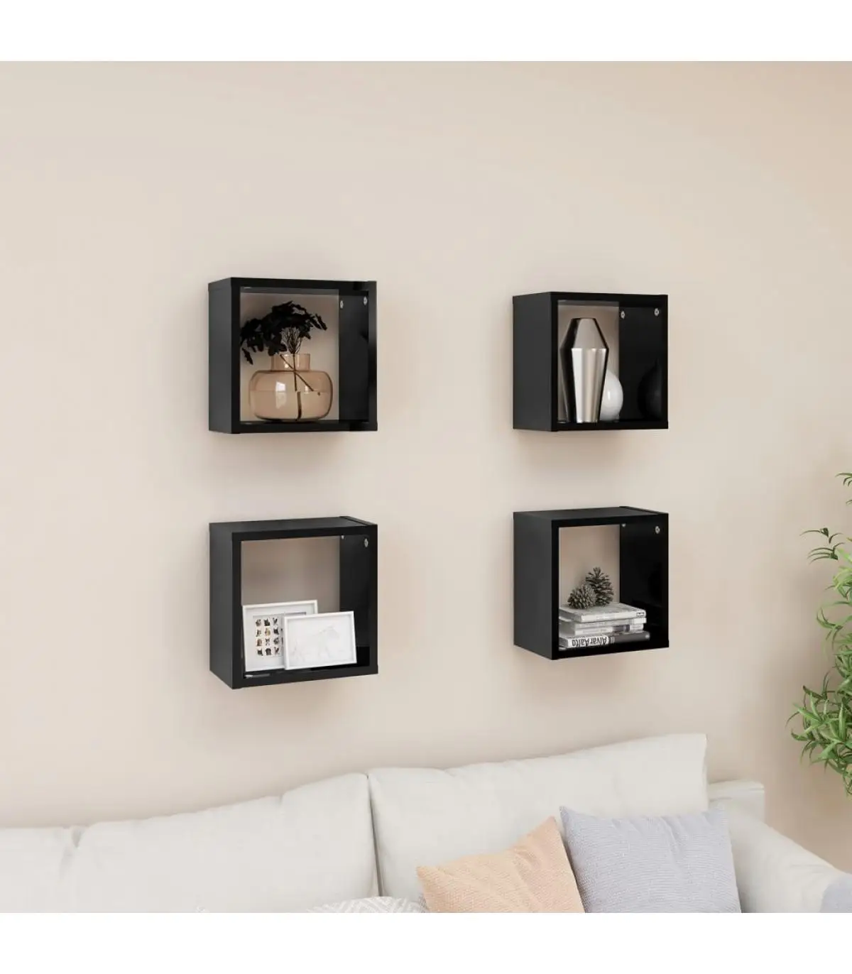 Shelves and Shelves Shelves Cubes Wall 4 Pins Bright Black 26x15x26 cm