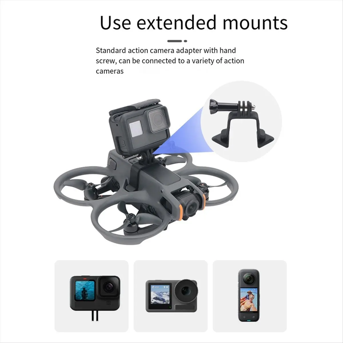 ABGN For Avata 2 Upper Expansion Bracket Adapter Sports Camera Fixed Holder
