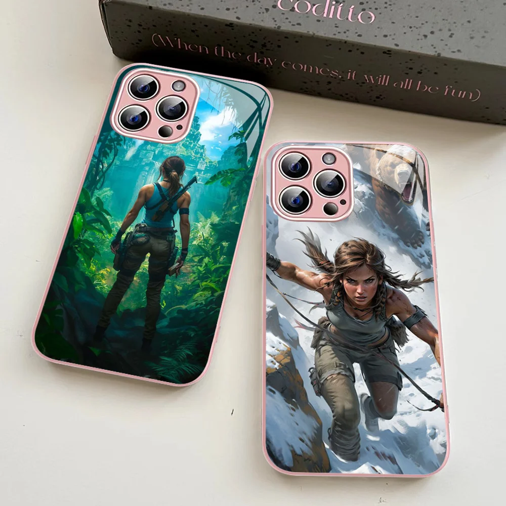 Video Game Tomb Raider Phone Case Tempered Glass For Iphone 14 13 12 11 Pro Mini XS MAX 14Plus X XS XR Fundas