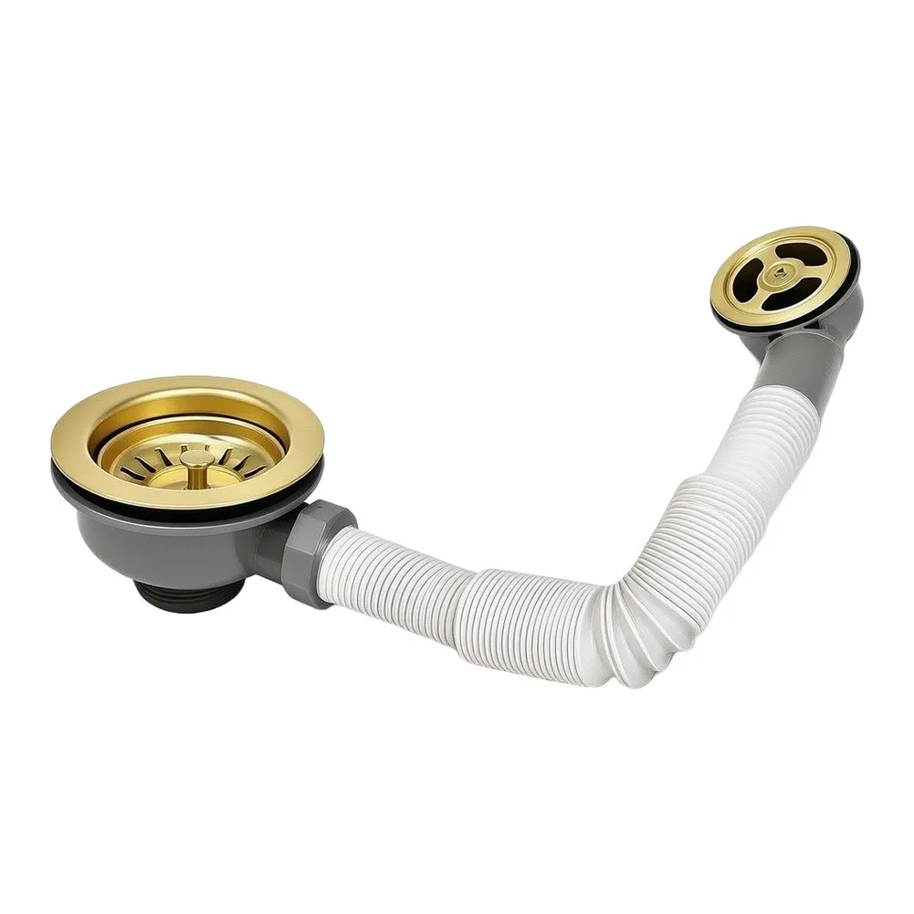 1 Set 304 Stainless Steel Sink Drain Strainer 114mm With Overflow Hole Golden Kitchen Waste Basket Plumbing Fitting