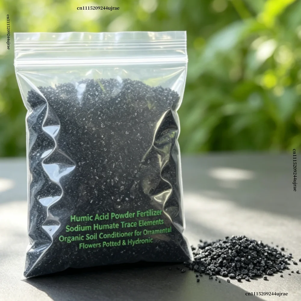Organic Sodium Humate Humic Acid Powder Trace Elements Fertilizer for Plants, Potted & Hydroponic