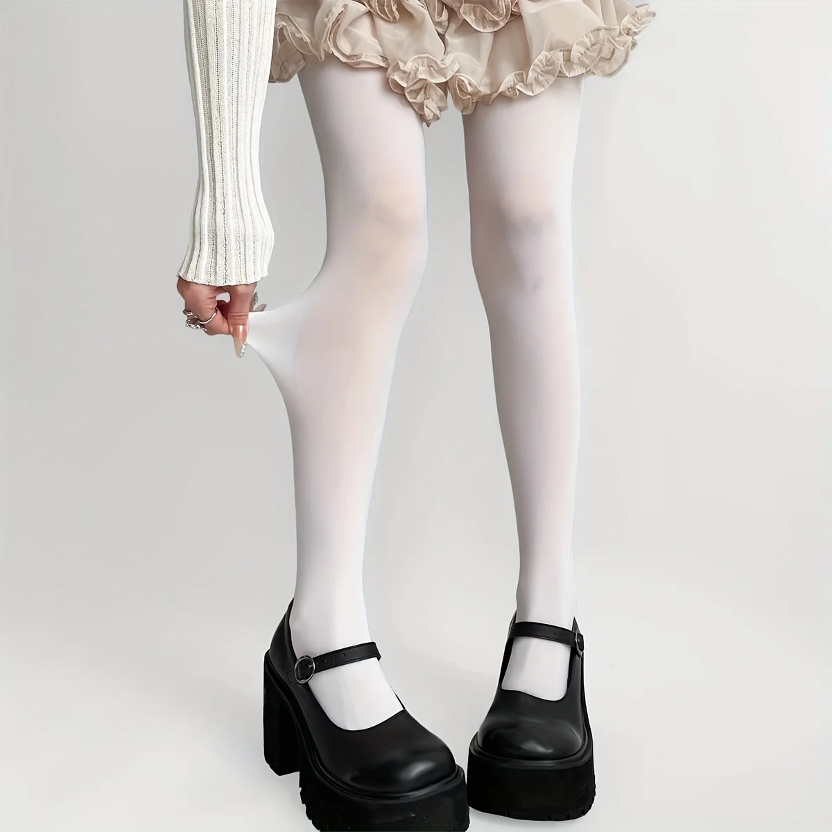 1 par de elegantes pantimedias blancas transparentes - Pantimedias transparentes ultrafinas 20D, pantimedias de color liso lavables a mano para todas las estaciones, adecuadas para danza, ballet, fotografía y uso diario - calcetines largos (cómodos y duraderos), adecuados para adolescentes