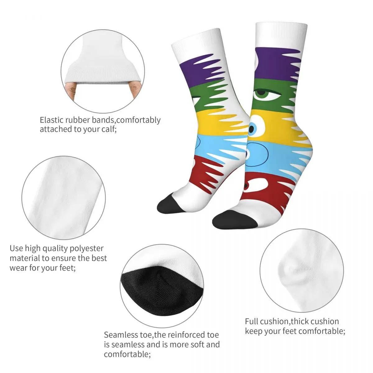 Winter Warm Colorful Men's Women's Inside Out Eyes Socks Sweat Absorbing Middle Tube Socks