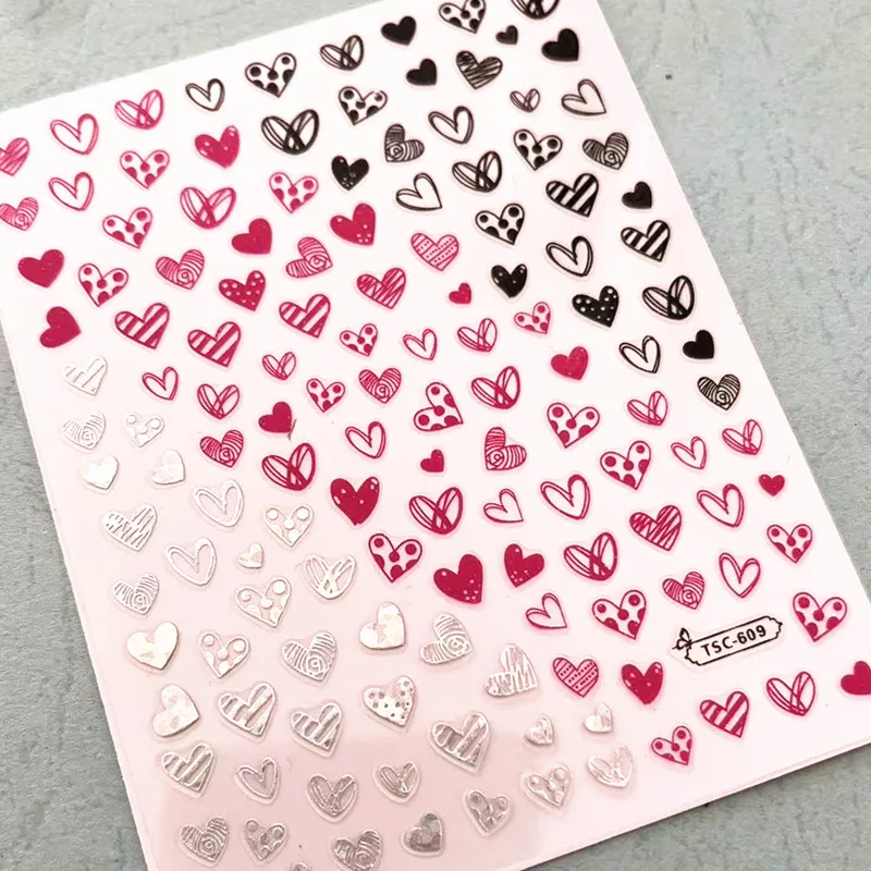 Newest Valentine Heart Design Self Adhesive Decal Slider DIY Manicure Decoration Tips Nail Sticker TSC 609