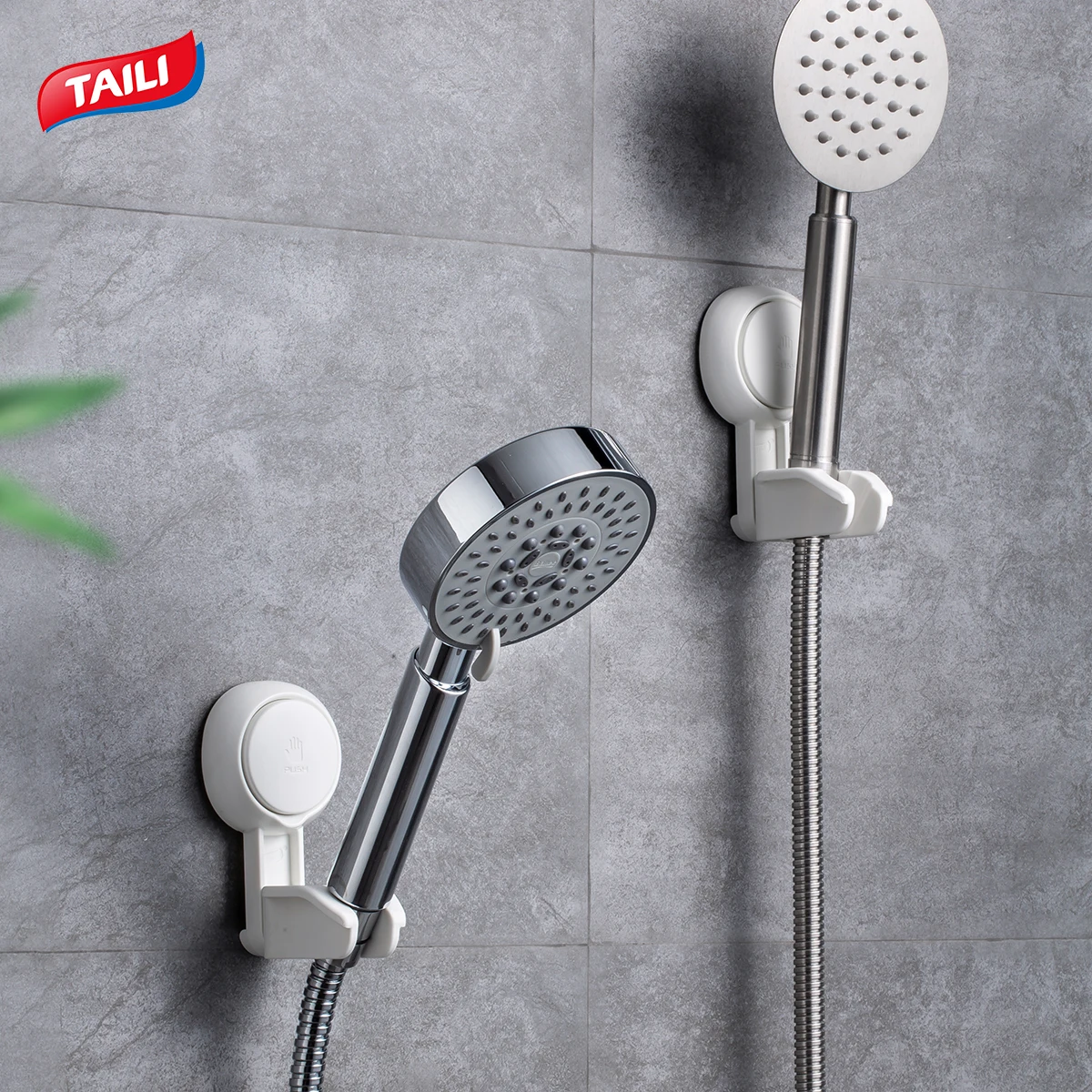 

TAILI Universal Shower Head Holder No Drill Showerhead Bracket Adjustable Wall Mounted Holder for Bathroom Accessories Stable