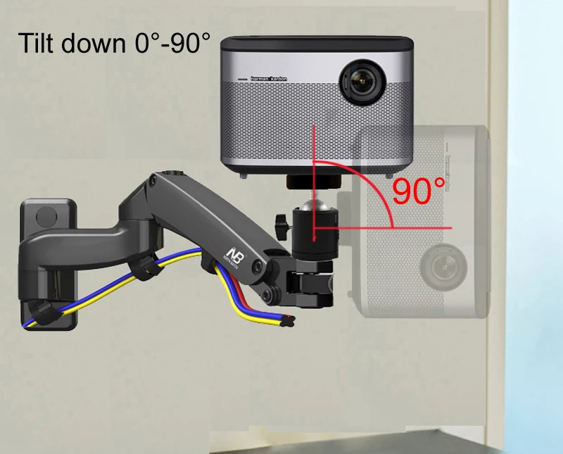 DL-F15PR universal projector wall mount gas spring Full Motion 3-12kg mini projector mount small projector holder with 6mm screw