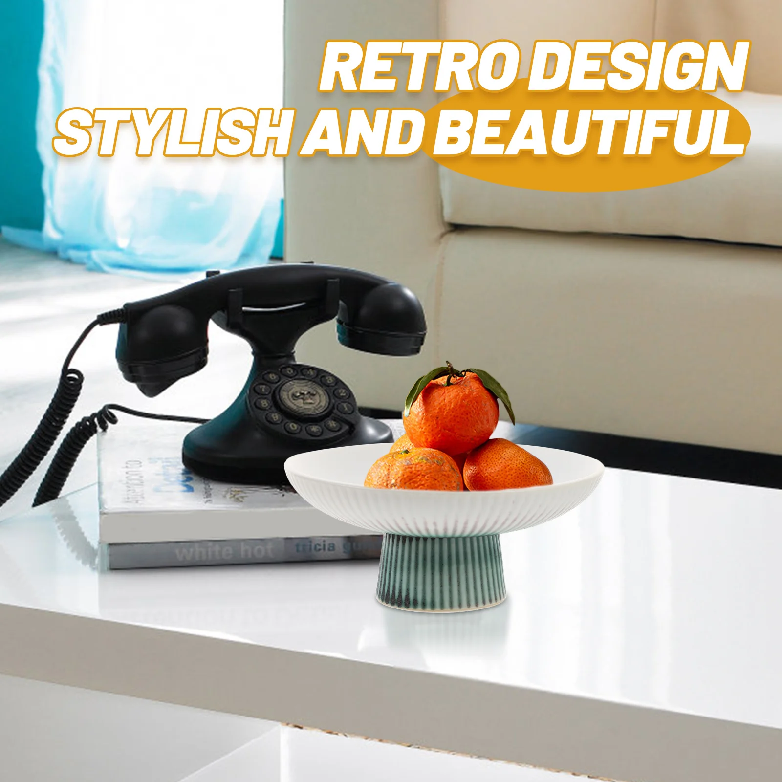 

Footed Fruit Tray Porcelain Snack Plate Modern Vintage Style Dessert Bowl for Table Centerpiece Dried Fruit Serving Dish