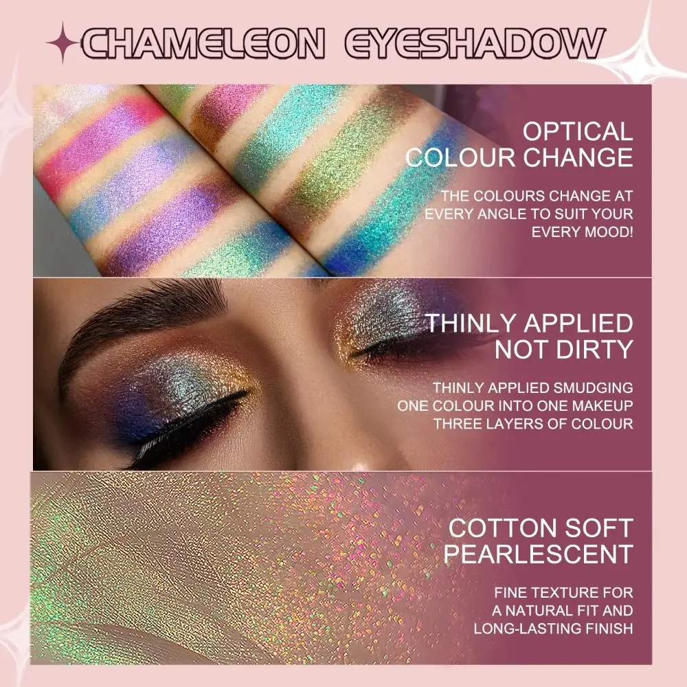 멀티 컬러 고광택 카멜레온 아이 섀도우 진주 빛 고급 샤이닝 글리터 아이 섀도우 플레이트 부드럽고 오래 지속