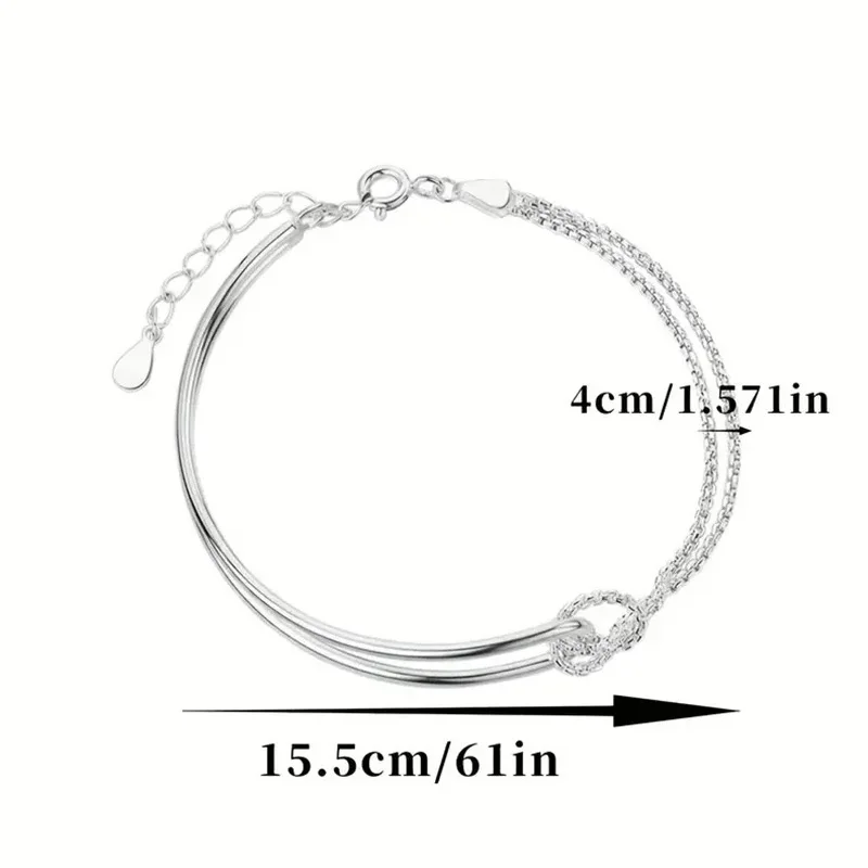 Exquisites S925 Silber Geometrisches Armband Einfacher Minimalistischer Stil Damen Modeschmuck Perfekt für Muttertag Party Geschenke – Detail 5