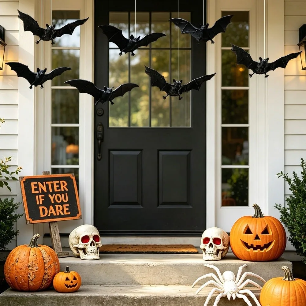 PVC Halloween Bat Hanging Ornament 3D Black Bat Handmade Bat Decorative Hanging Pendant Gothic Style DIY Craft