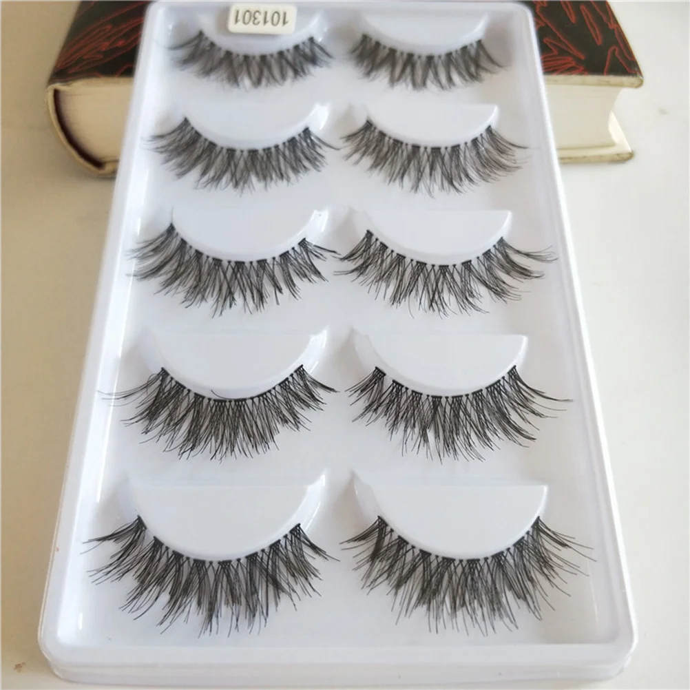 

5Pairs Fake Eyelashes Lengthened Cross Dense Natural Look Eye Lashes Extension Comfortable Safe for Women Girls False Lashes