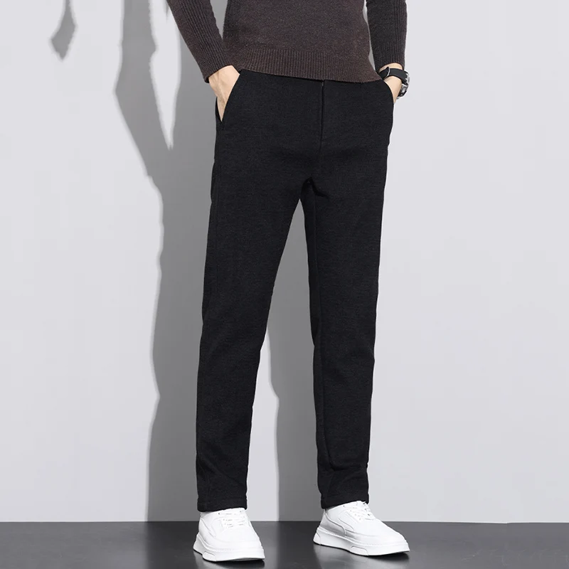 

Мужские классические повседневные брюки черного и серого цвета, эластичные, облегающие, прямого кроя, молодежные, высококачественные.