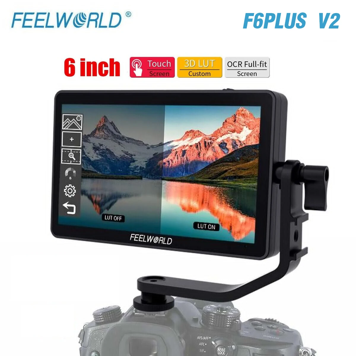 FEELWORLD F6 PLUS V2 6 Inch 3D LUT Touch Screen DSLR Camera Field Monitor IPS FHD1920x1080 Support 4K HDMI Input Output Tilt Arm