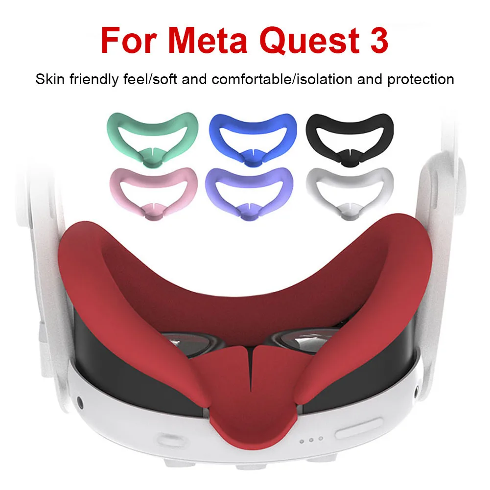 Silikon-VR-Gesichtsmaske Lichtdichte Gesichtspolsterung Waschbare Gesichtsabdeckung Ersatzpolster für Meta Quest 3 Zubehör
